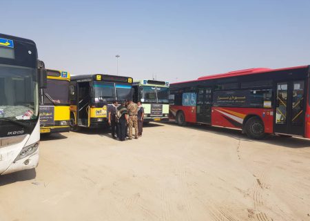 ارائه خدمات حمل‌ونقل توسط ۴۰ دستگاه اتوبوس به زائرین اربعین حسینی از مرز شلمچه تا بصره عراق