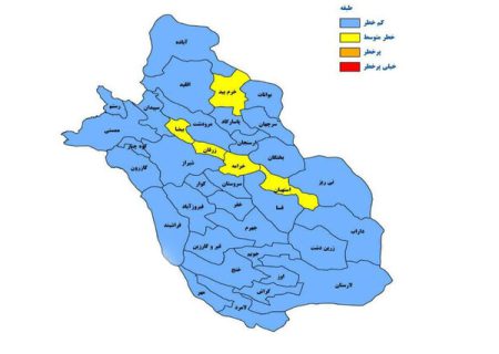 افزایش شهرستان‌های آبی در نقشه کرونایی فارس