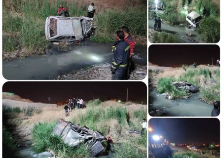 تصادف منجر به سقوط دو خودرو در کمربندی شیراز