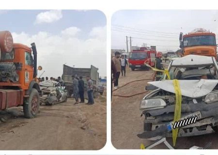 تصادف یک کامیون با ۲ خودرو در کمربندی شیراز